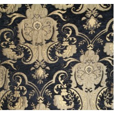 Chenille Renaissance Home Decor Upholstery,Color Black/Gold,  Sold By the Yard