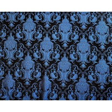 Damask Chenille Fabric, Renaissance Home Decor Exclusive black/blue Upholstery, 58
