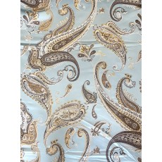 Jacquard Sky Blue Gold and Brown Paisley Design 58